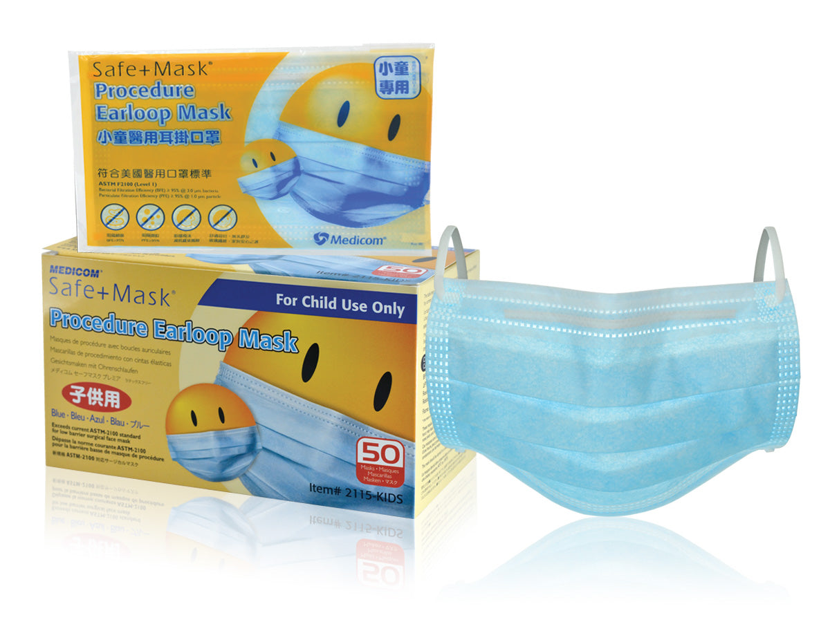 Medicom Child Earloop Mask - Blue (50&#39;s/Bx)