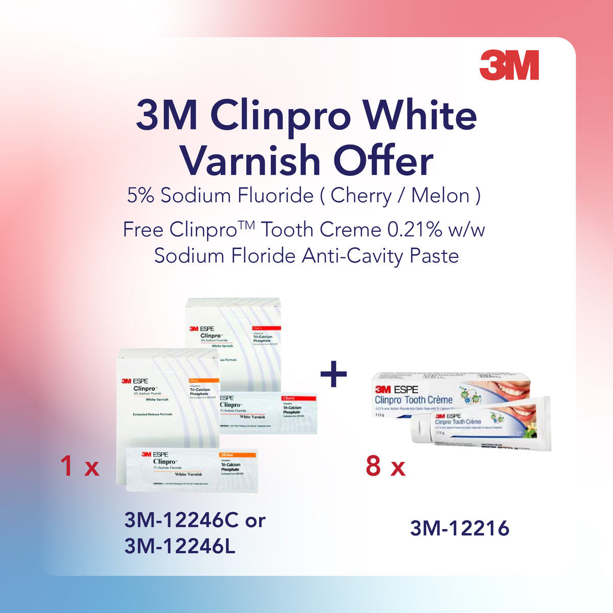 [3MQ3] 3M Clinpro White Varnish 5% Sodium Fluoride Varnish Cherry 100/Box