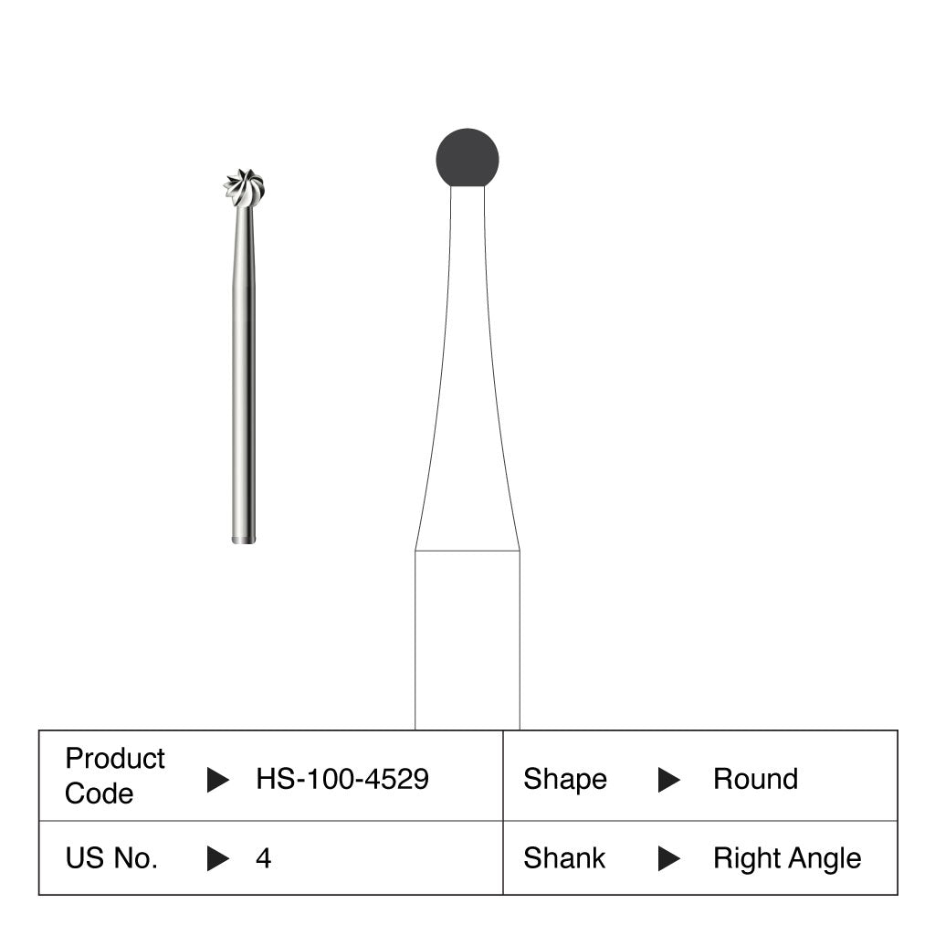 HS Bur Steel Right Angle Round 4 6/Pack