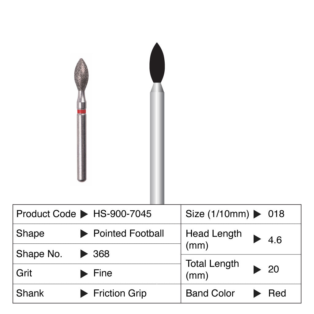 HS Maxima Diamond Bur Friction Grip 5/Pack - Pointed Football, Football -NEW