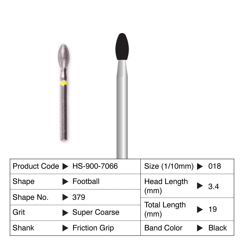 HS Maxima Diamond Bur Friction Grip 5/Pack - Pointed Football, Football -NEW