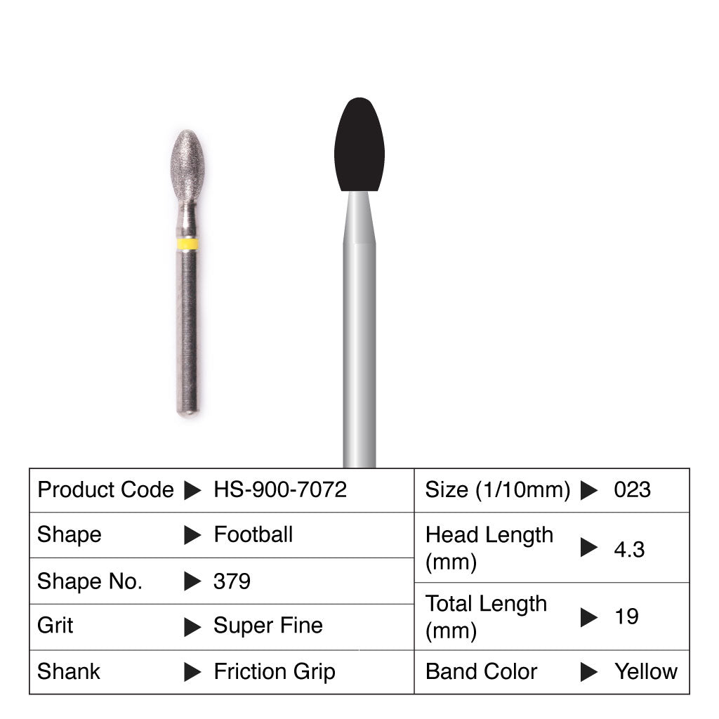 HS Maxima Diamond Bur Friction Grip 5/Pack - Pointed Football, Football -NEW