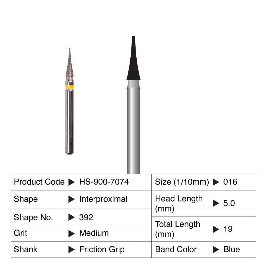 HS Maxima Diamond Bur Interproximal Friction Grip Medium 392-016M 5/Pack