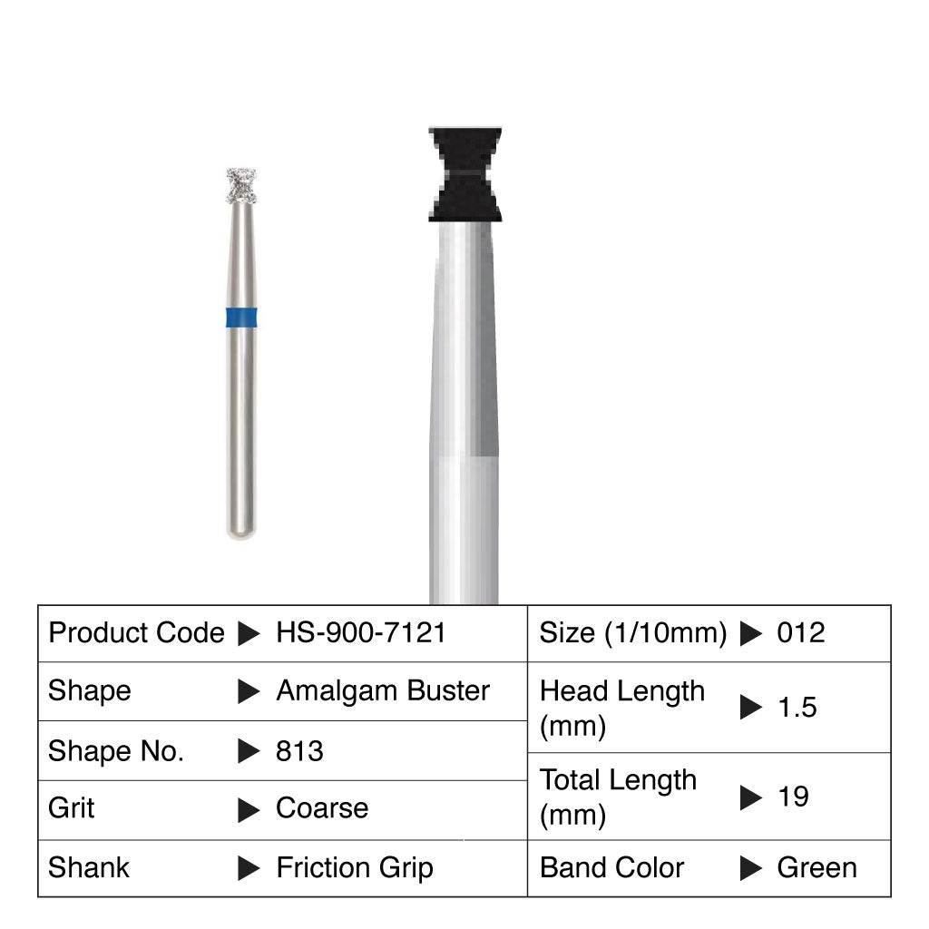 HS Maxima Diamond Bur Friction Grip 5/Pack - 813 Amalgam Buster