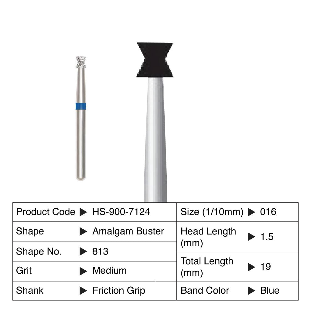 HS Maxima Diamond Bur Amalgam Buster Friction Grip Medium 813-016M 5/Pack