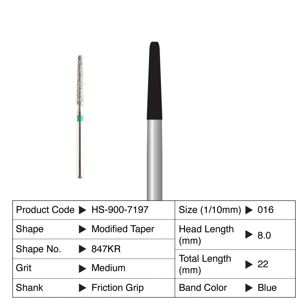 HS Maxima Diamond Bur Friction Grip Medium 847KR-016M 5/Pack