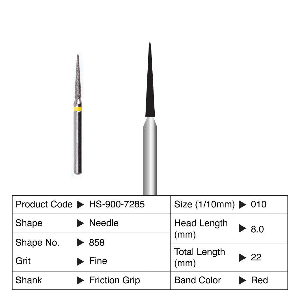 HS Maxima Diamond Bur Friction Grip 5/Pack - 858 859 Needle