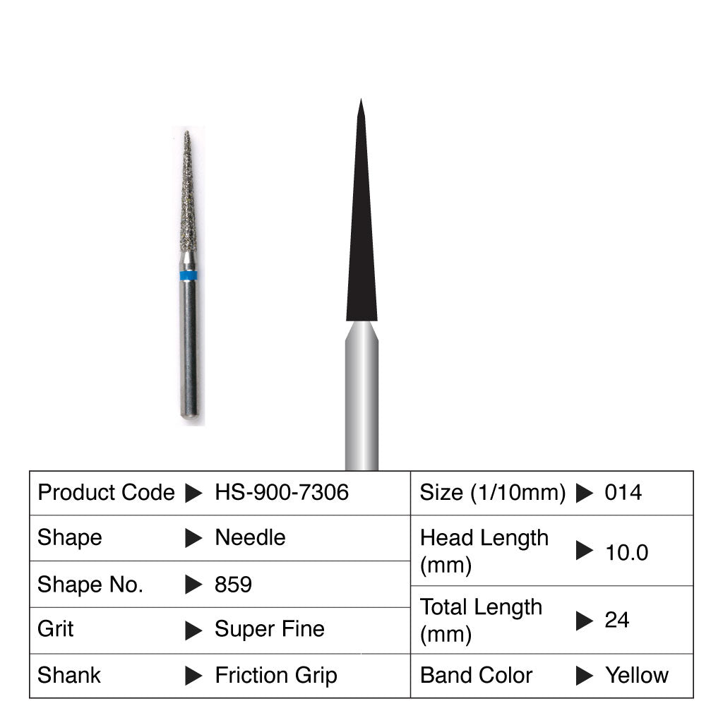 HS Maxima Diamond Bur Needle Friction Grip Super Fine 859-014SF 5/Pack