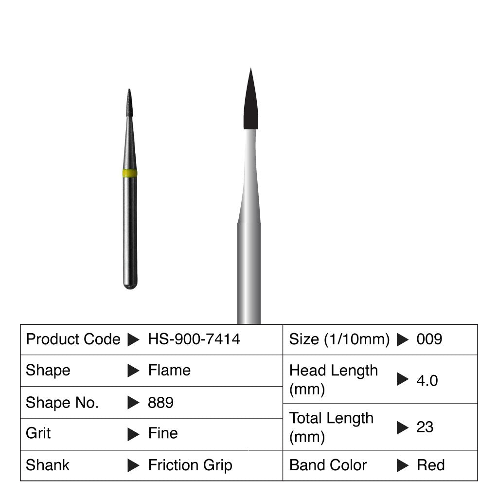 HS Maxima Diamond Bur Flame Friction Grip Fine 889-009F 5/Pack