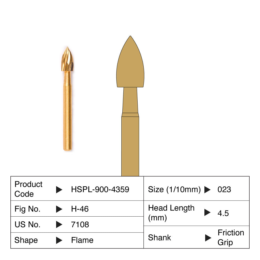 HSPL Carbide Bur Flame Trimming &amp; Finishing Friction Grip 7108 5/Pack