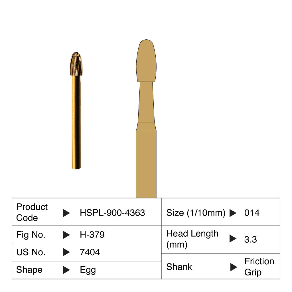 HSPL Carbide Bur Egg Trimming &amp; Finishing Friction Grip 7404 5/Pack