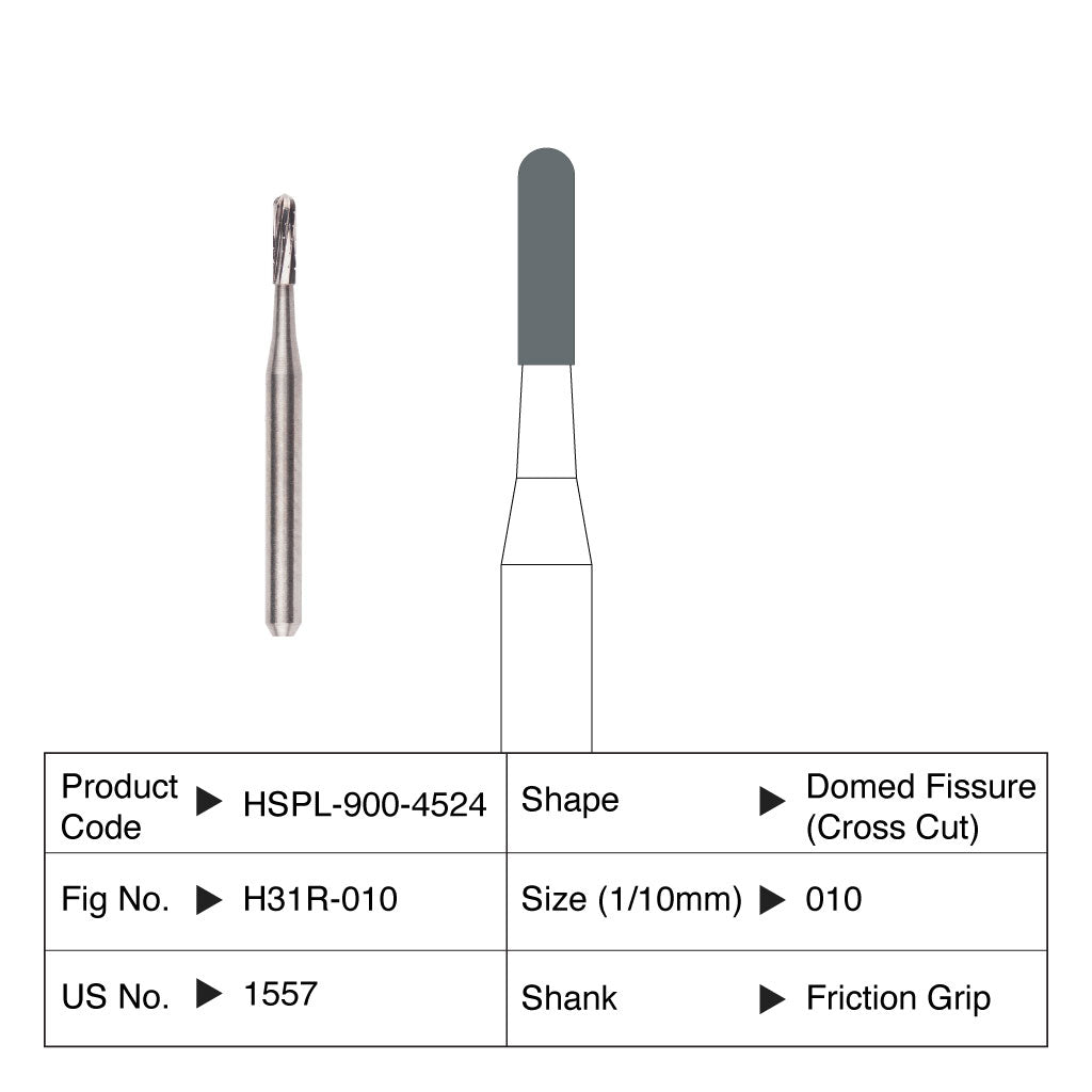 HSPL Maxima Carbide Bur Domed Fissure Operative Friction Grip 1557 10/Pack