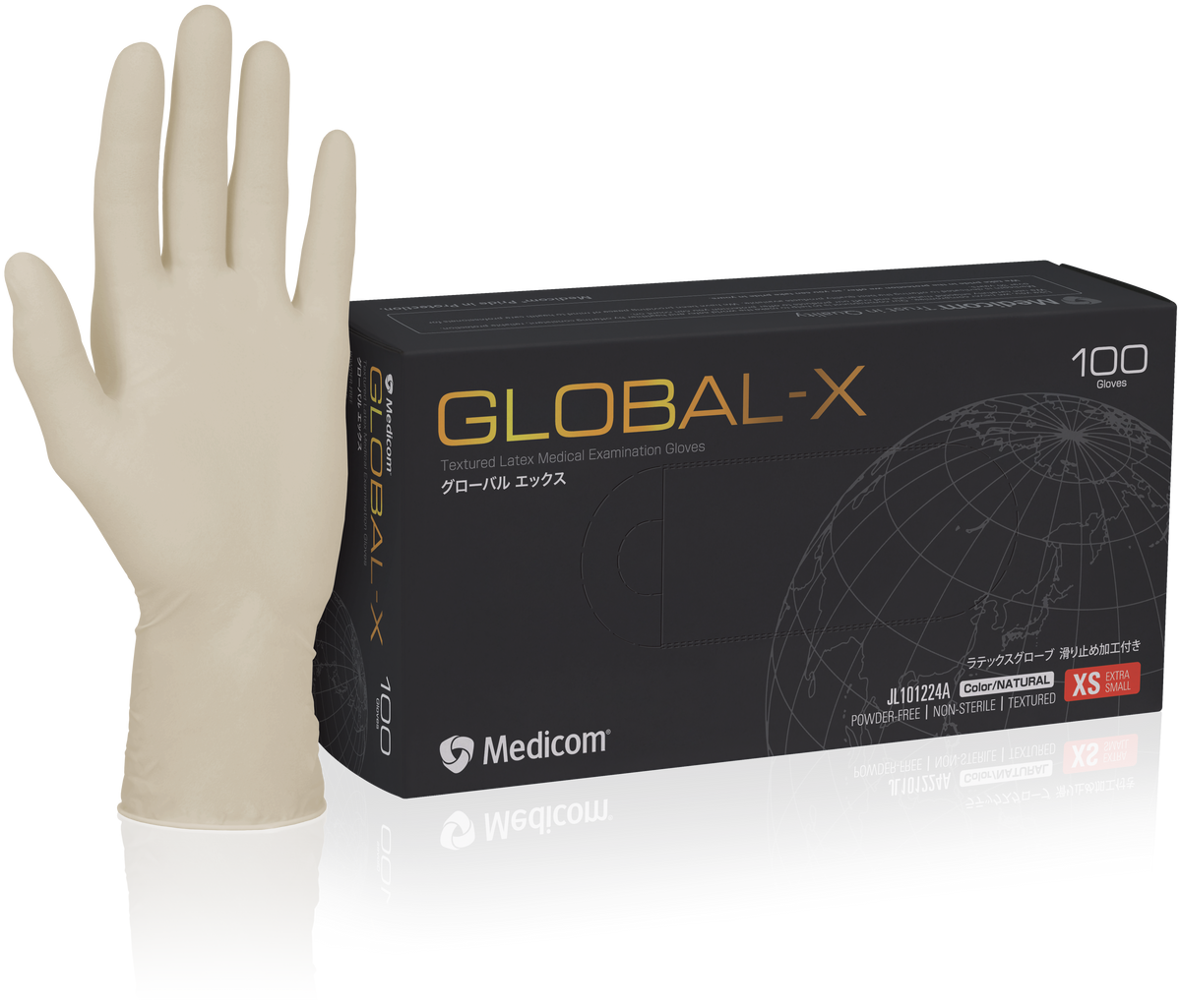 Medicom GLOBAL-X Latex Medical Examination GLOVES–M 100/Box