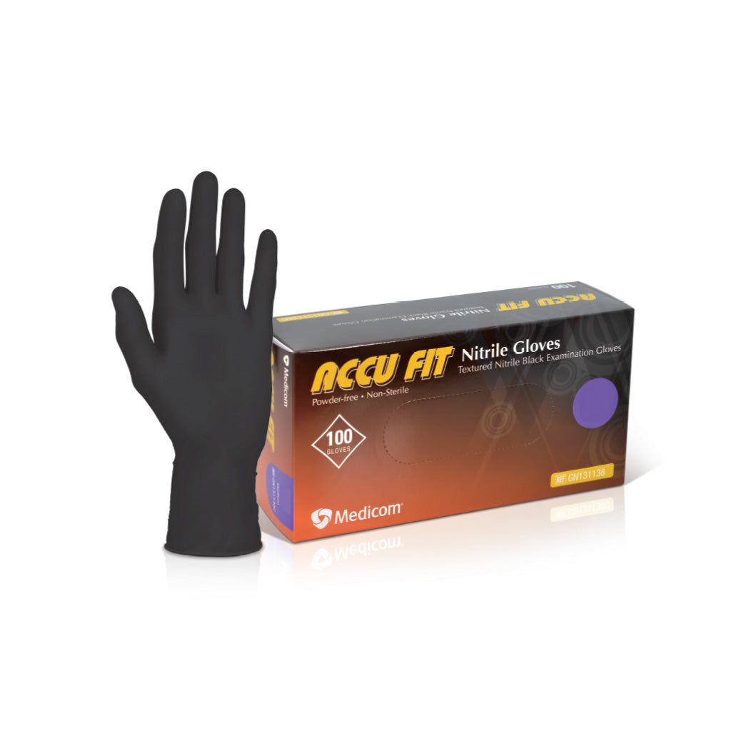 [11.11] Medicom ACCU FIT Black Nitrile Glove Powder Free L 100/Box