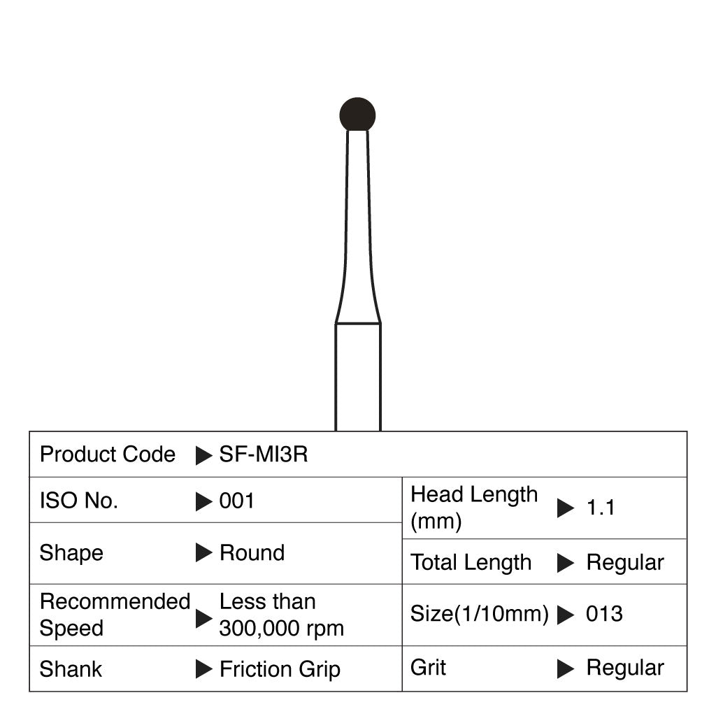 Shofu Diamond Point FG Regular Grit #MI3R 10/Box