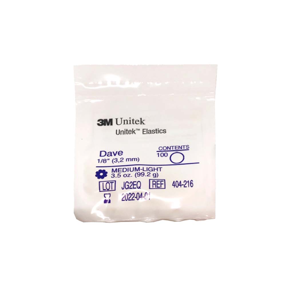 [HKIDEAS]3M Unitek Latex Intraoral Elastics-Dave, 1/8&quot;, 3.5oz Medium-Light, 30x100Pcs/Pack