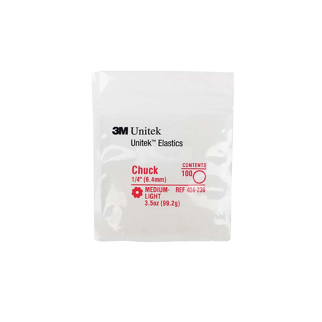 [HKIDEAS]3M Unitek Latex Intraoral Elastics-Chuck, 1/4&quot;, 3.5oz Medium-Light, 30x100Pcs/Pack