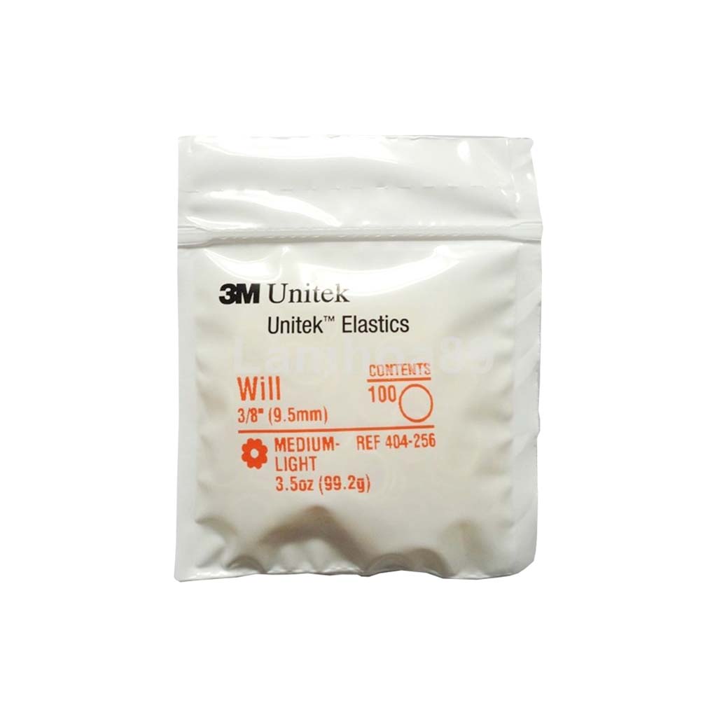 [HKIDEAS]3M Unitek Latex Intraoral Elastics-Will, 3/8&quot;, 3.5oz Medium-Light, 30x100Pcs/Pack