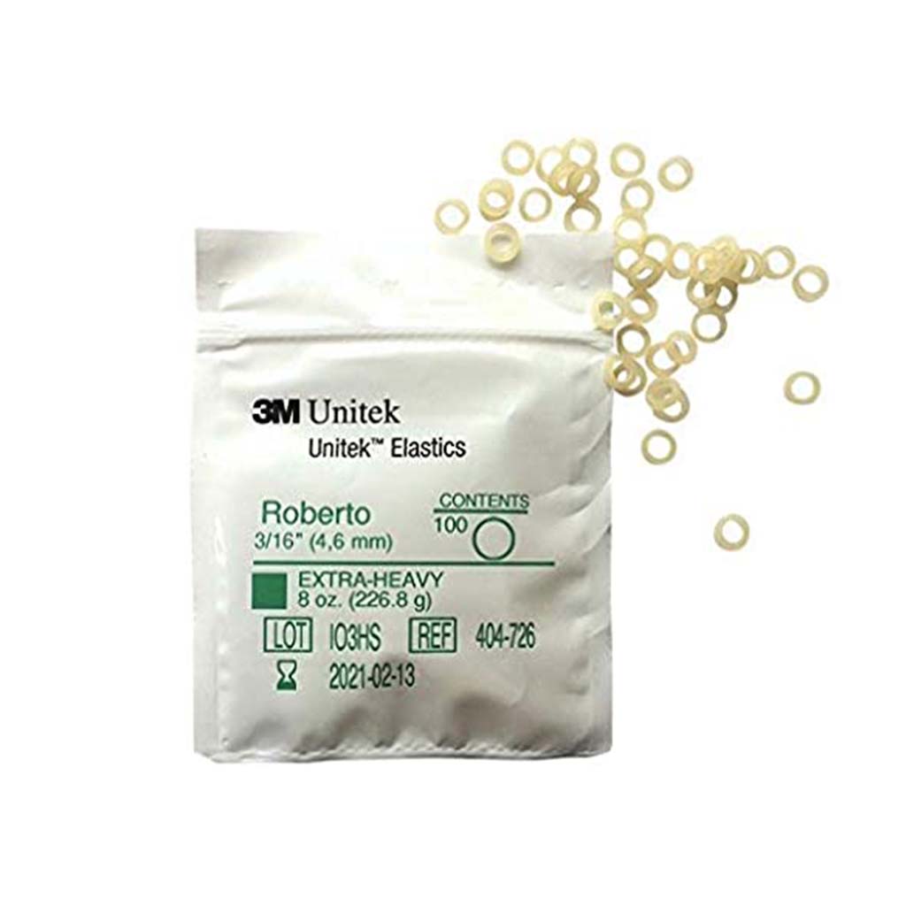 [HKIDEAS]3M Unitek Latex Intraoral Elastics-Roberto, 3/16&quot;, 8oz Extra-Heavy, 30x100Pcs/Pack