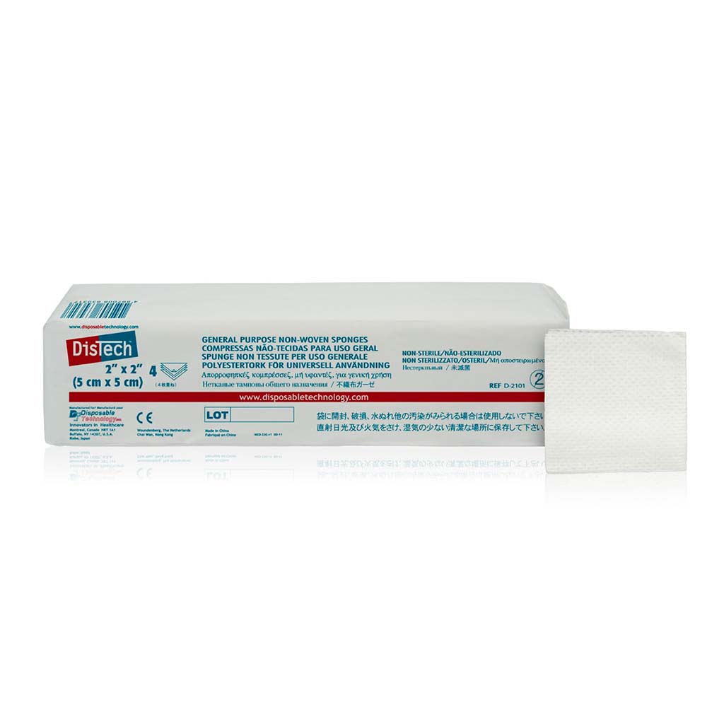 Medicom Distech Non-Woven Sponges 2&quot; x 2&quot; 200/Sleeve 25 Sleeves/Case