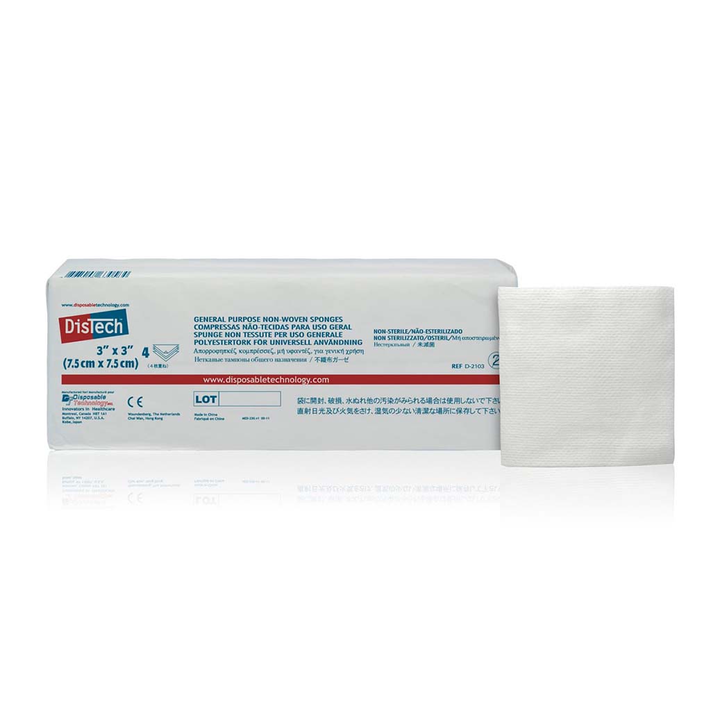 Medicom Distech Non-Woven Sponges 3&quot; x 3&quot; 200/Sleeve 20 Sleeves/Case